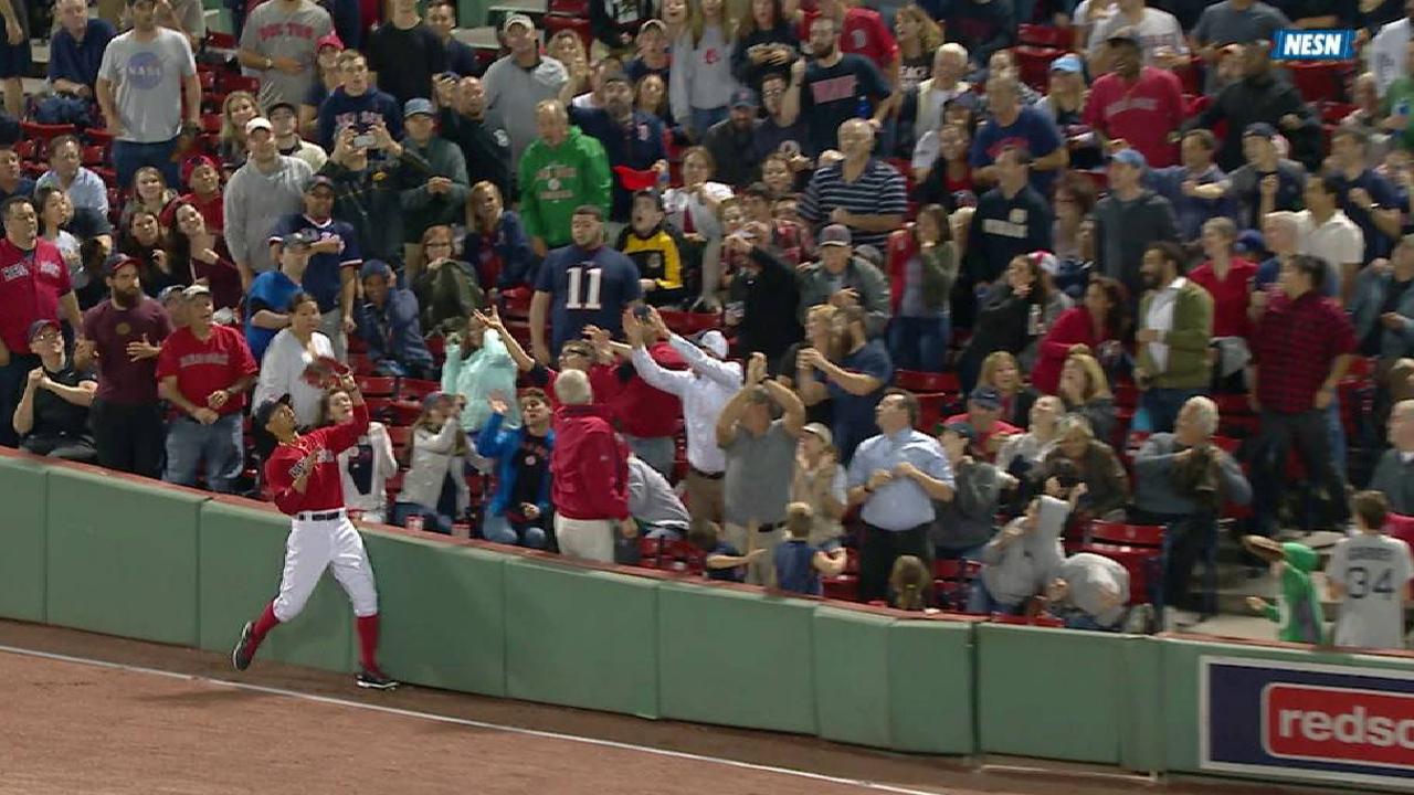 Betts makes catch near stands