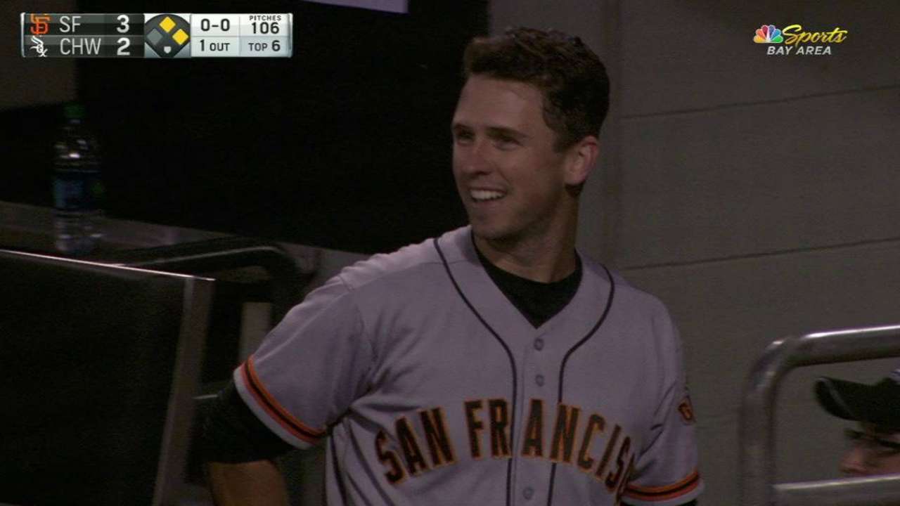 Posey touches home on throw
