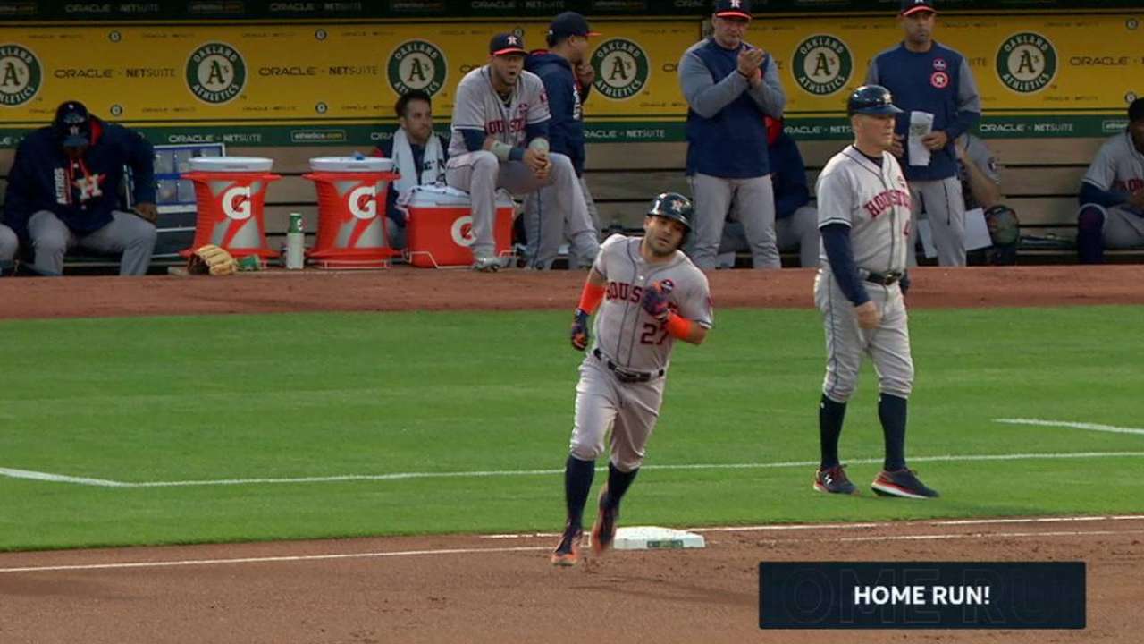 Astros hit 3 homers but can't hold off A's rally