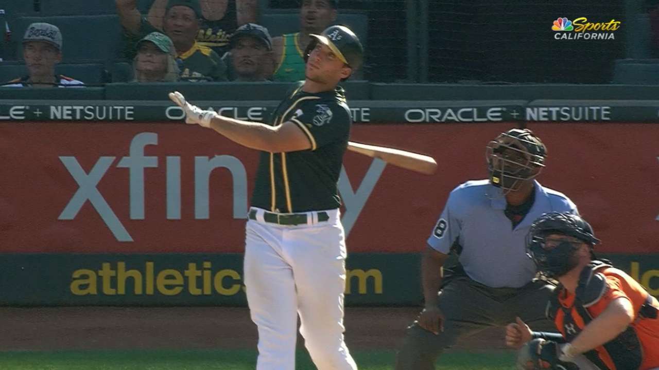 A's muscle up behind Graveman, sweep Astros