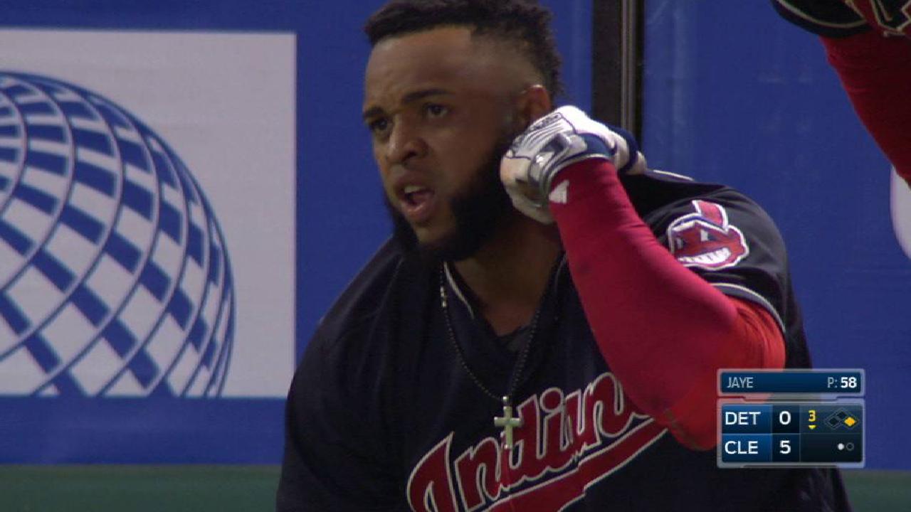 Santana struck by errant throw