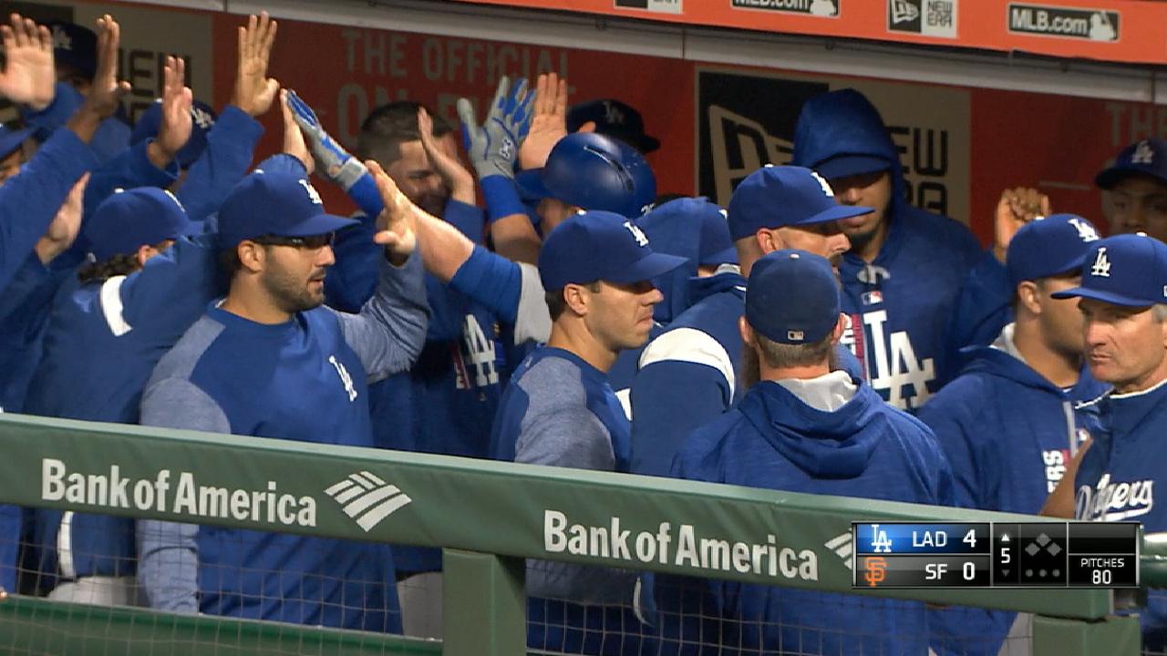 Dodgers repiten triunfo en S.F. y acortan su número mágico a 7