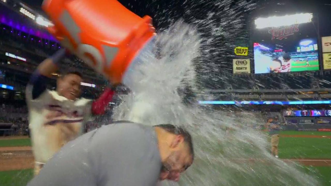 Rosario on his walk-off homer