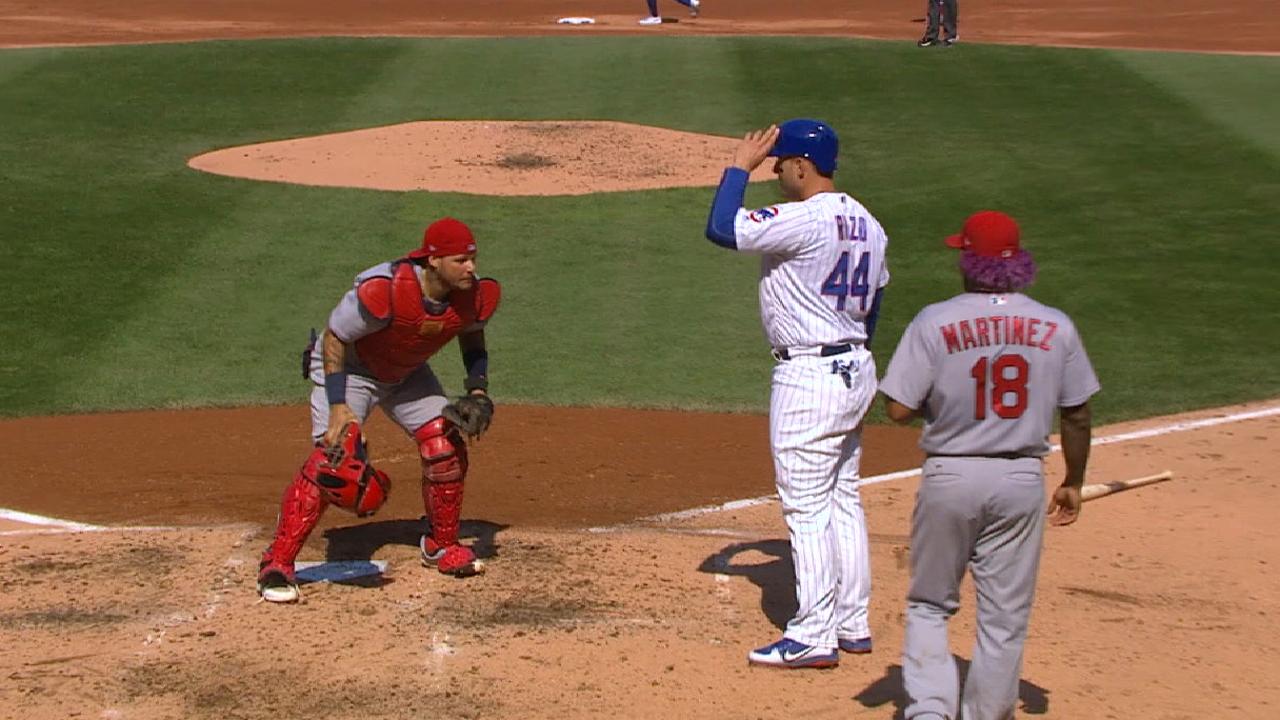 Pham throws out Rizzo at home