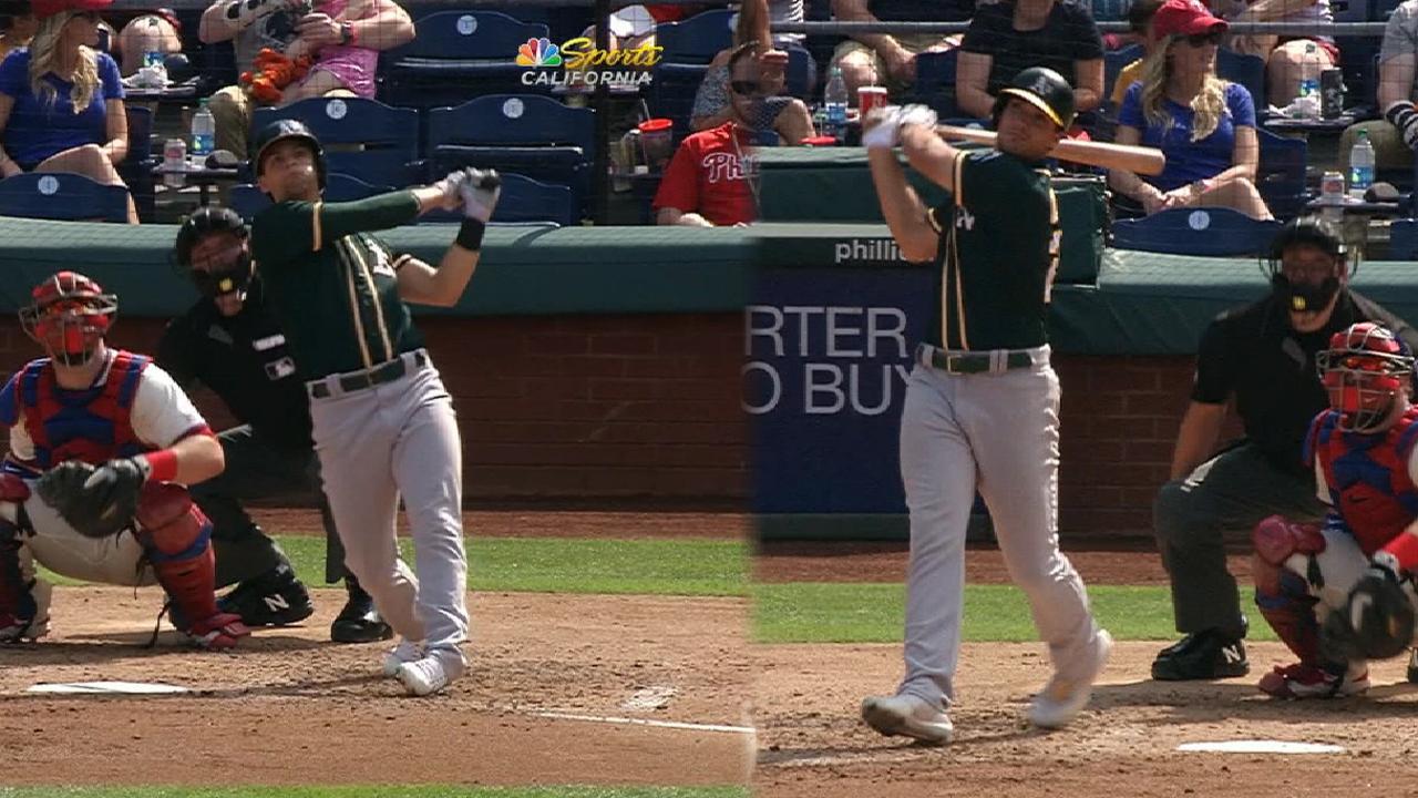 A's hit 3 HRs, including slam, in win vs. Phils