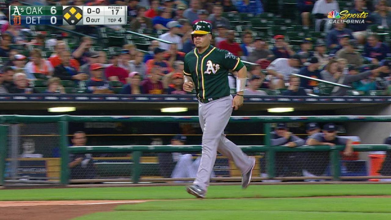 Lowrie draws bases-loaded walk