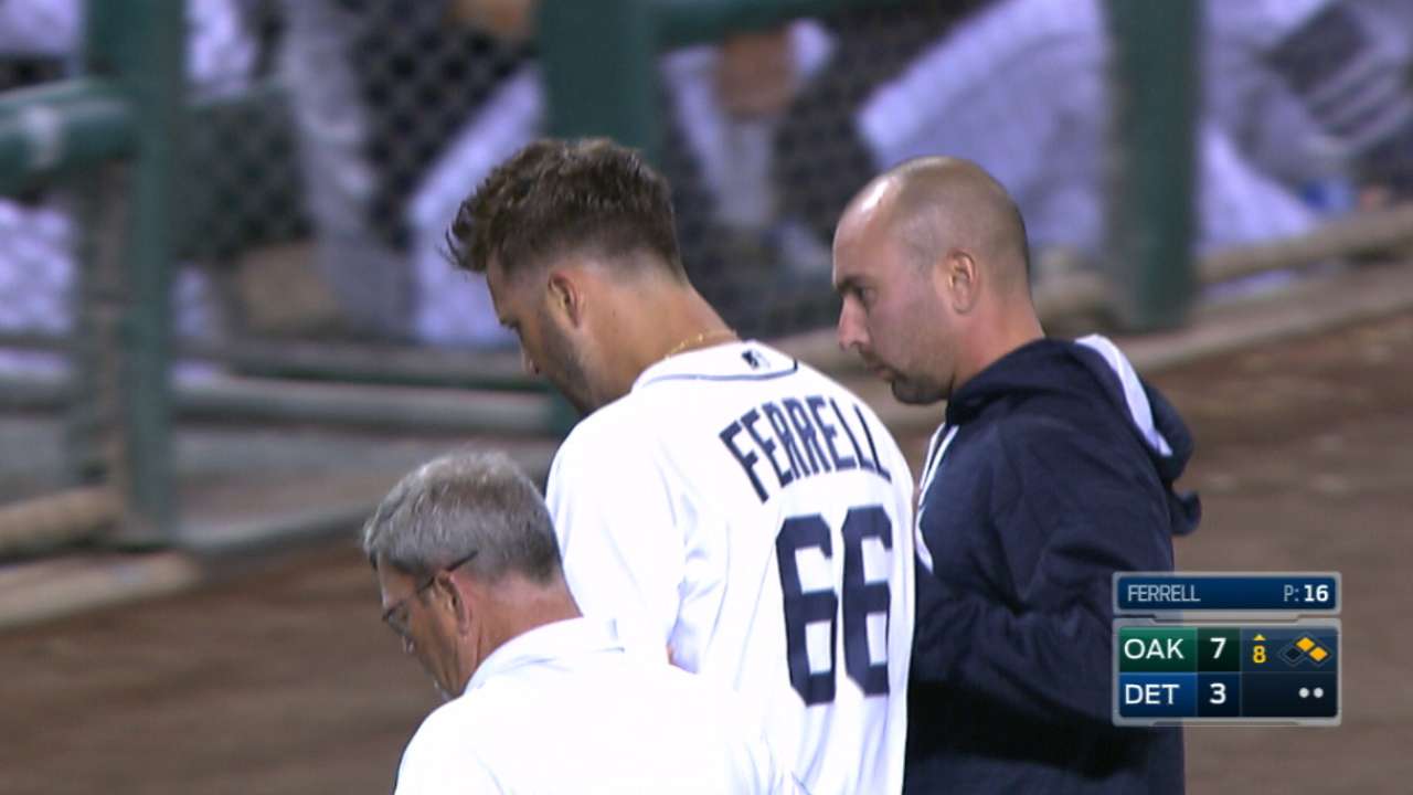 Ferrell exits after hit to head