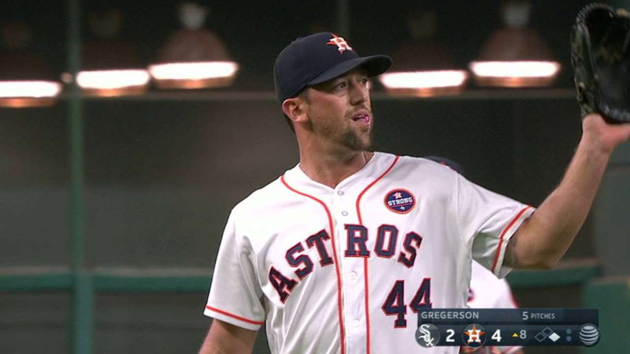 Gregerson hit in wrist by liner