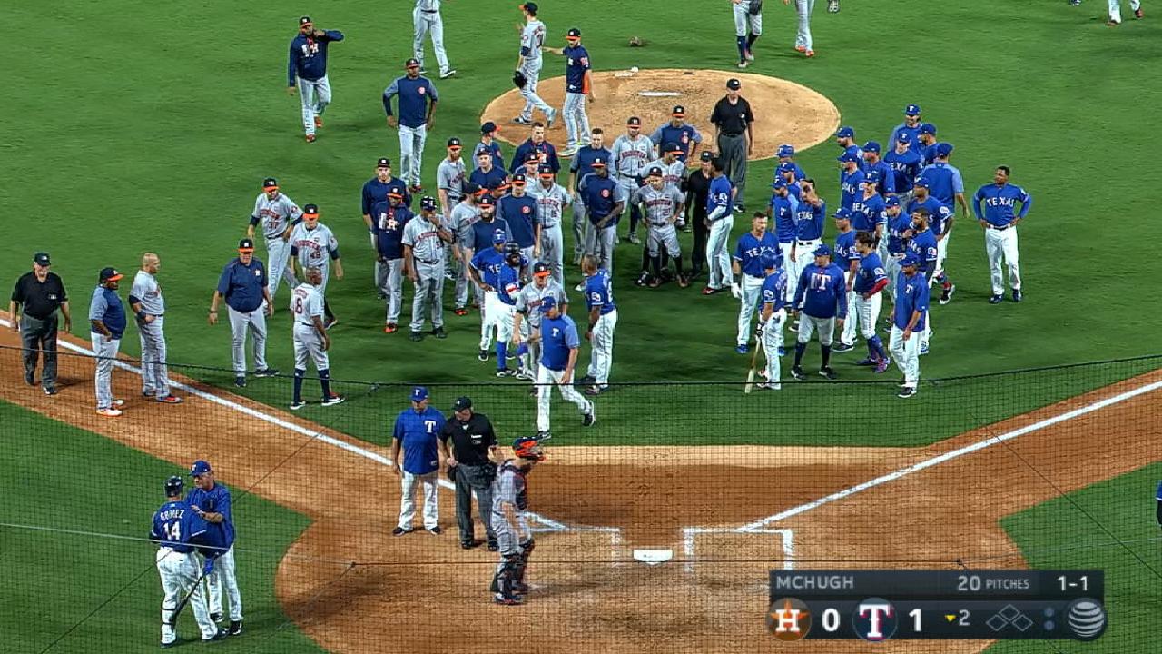 Astros, Rangers squabble in 2nd