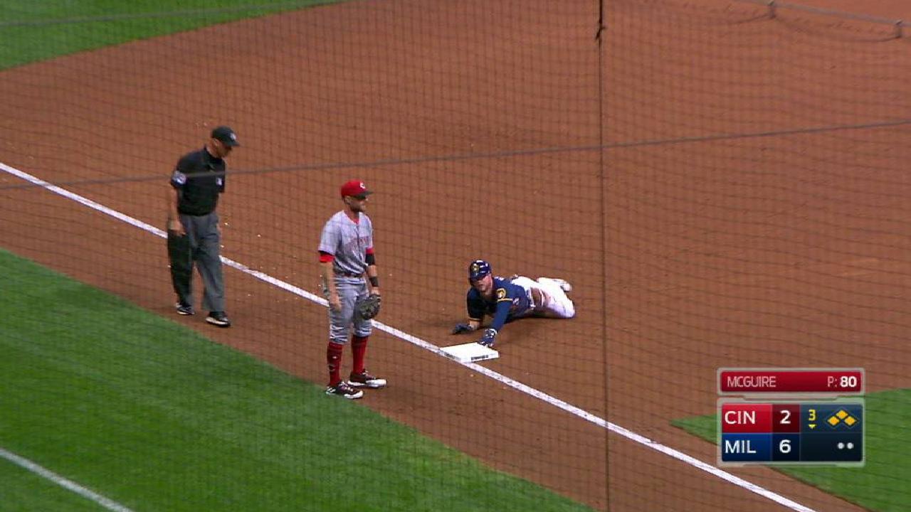 Brewers extend lead on error