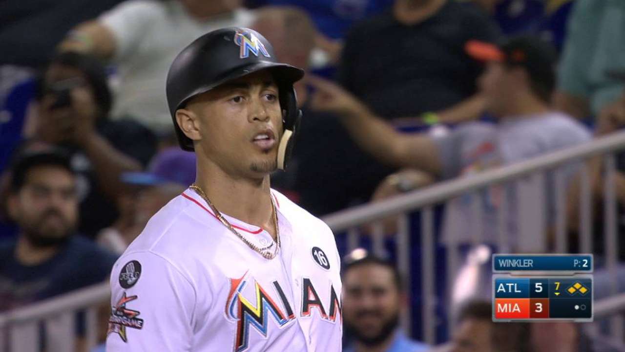 Stanton's RBI infield single