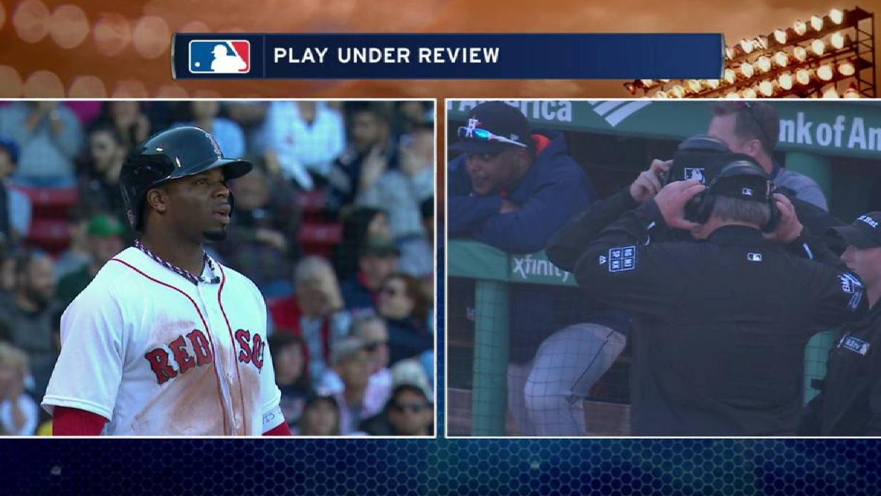 Red Sox challenge foul call