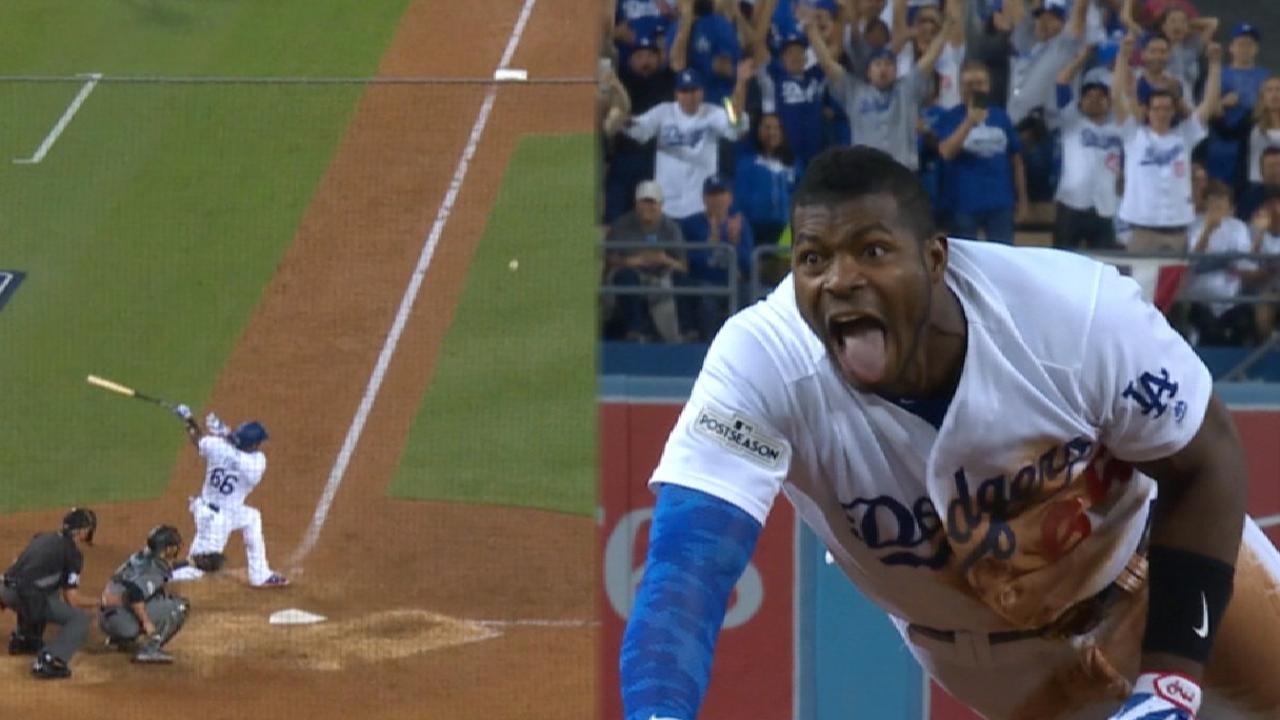 Puig triples, wags his tongue