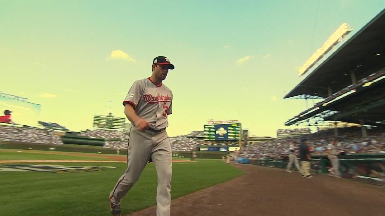 Scherzer flirts with no-no, leaves after first hit