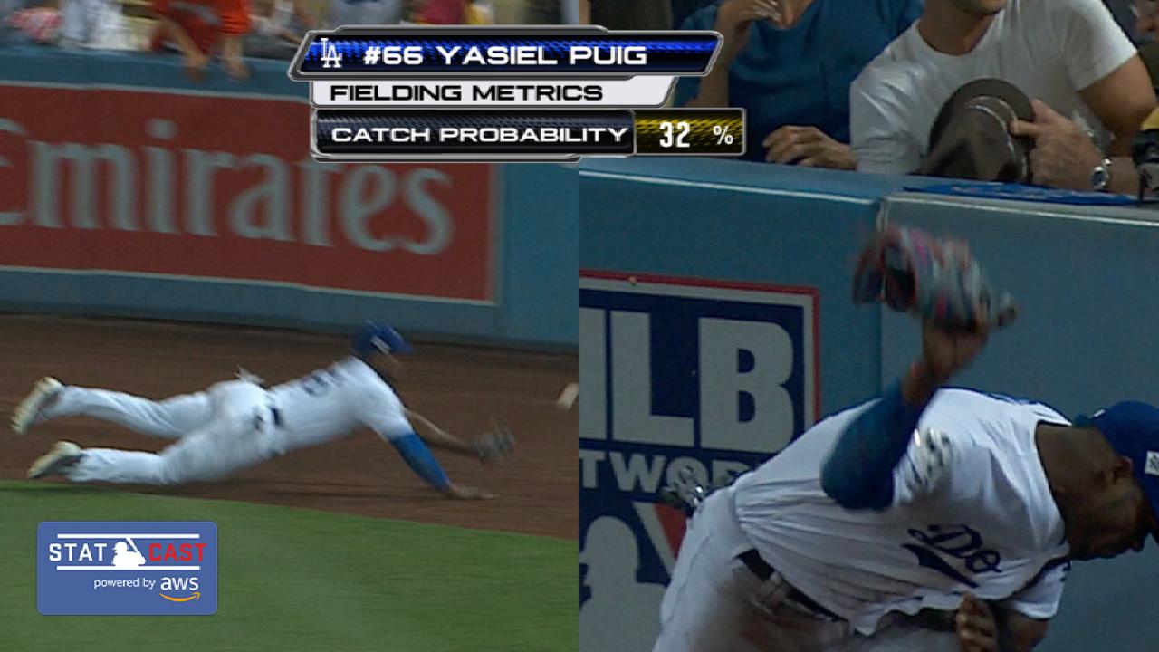Statcast of the Day: Puig's near diving grab