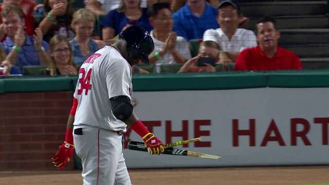 Papi Breaks Bat Over Leg