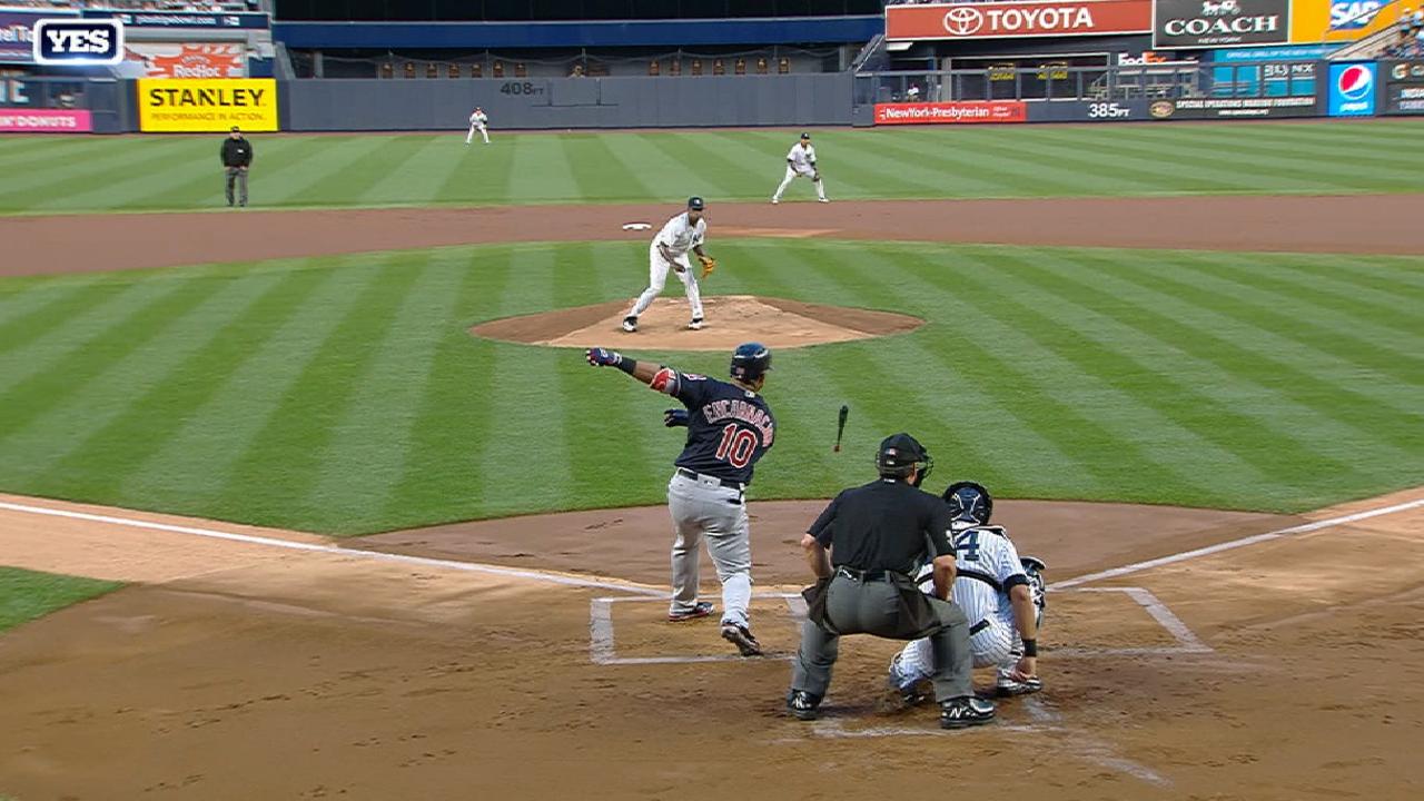 Edwin Encarnacion Loses Bat Mid Swing But Makes Contact