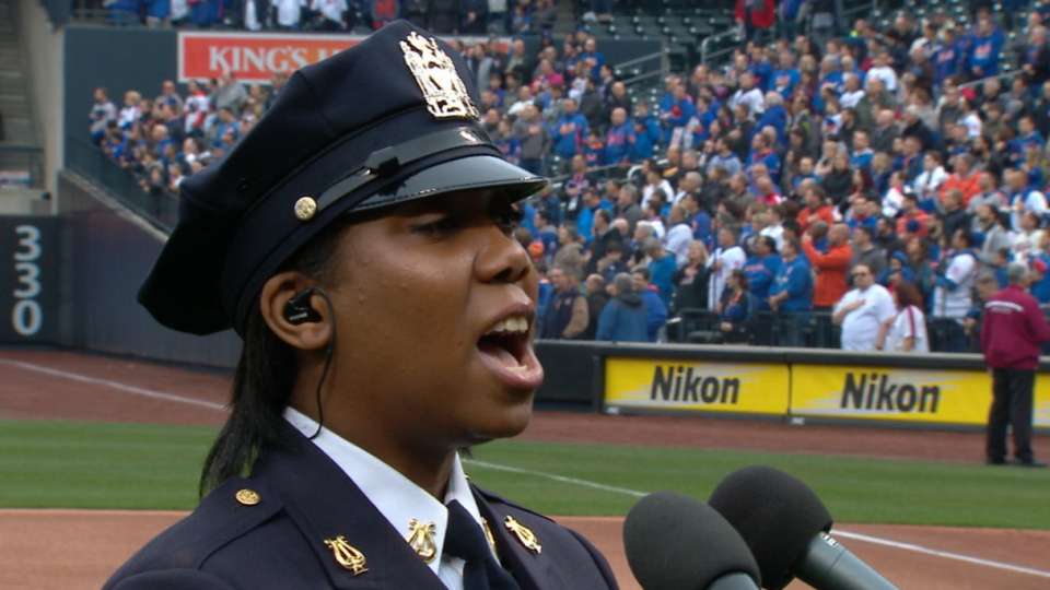 Brown sings national anthem