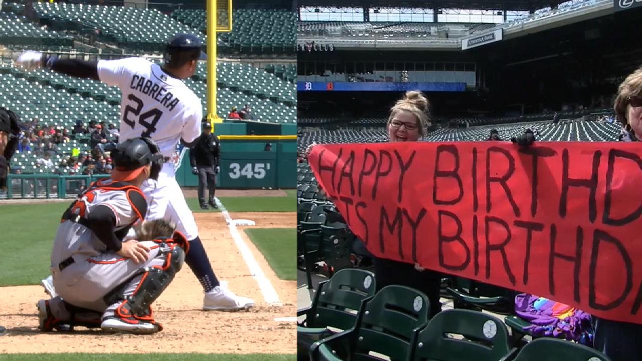 Cabrera's birthday homer