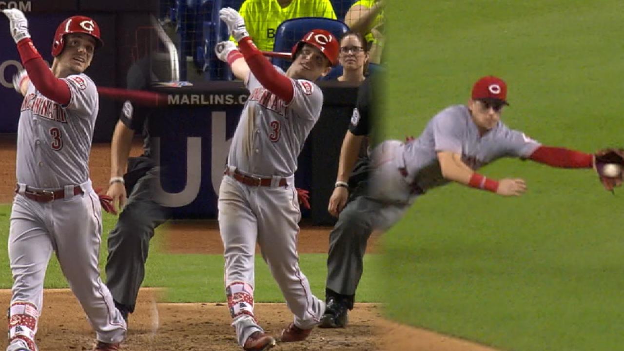 Gennett's 4 RBIs, clutch defense