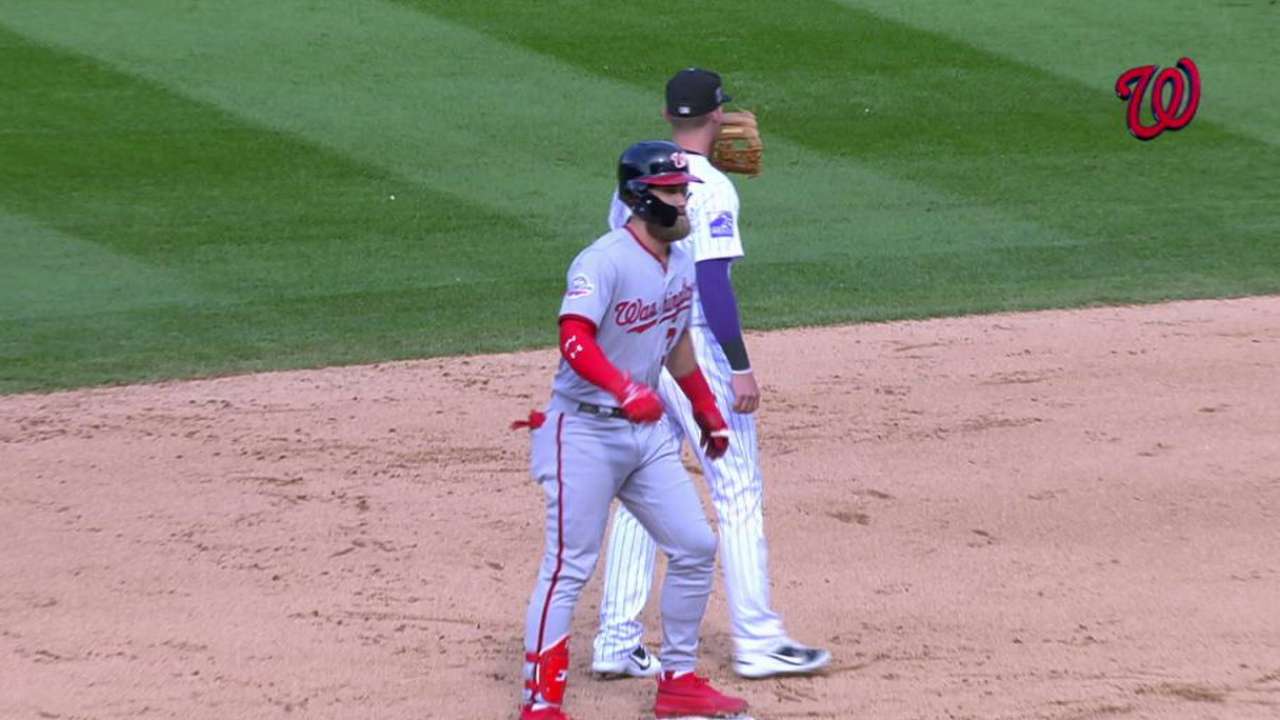 Harper doubles in the 9th