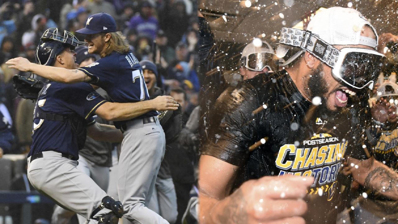 Brewers celebrate NLDS sweep