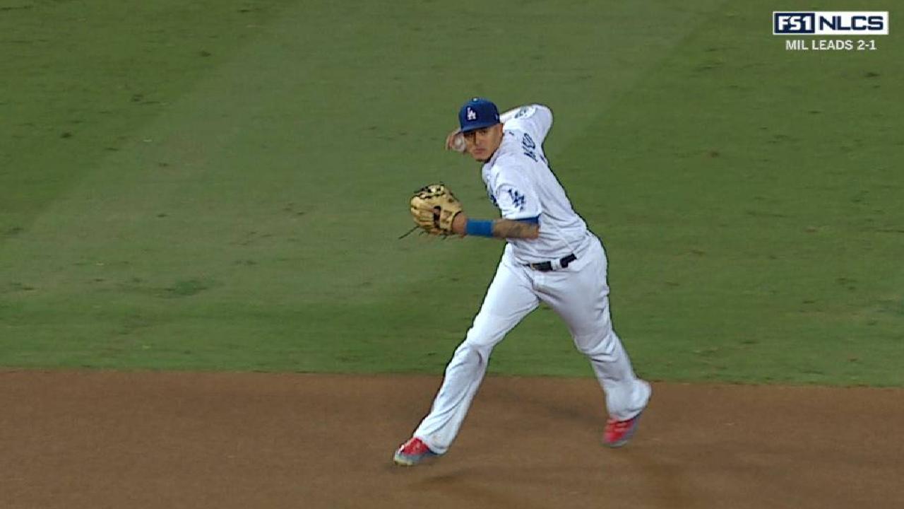 Machado's off-balance throw